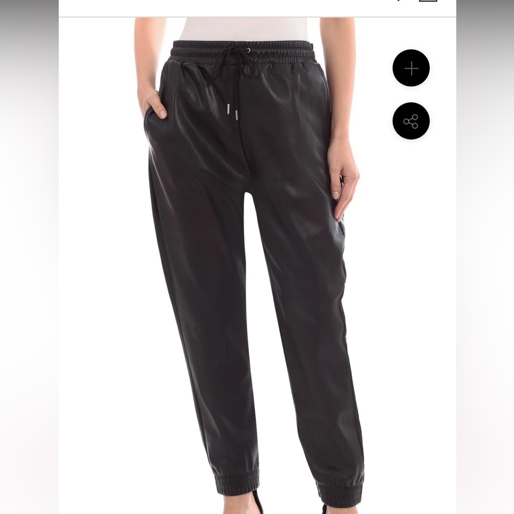 Avec Les Filles Faux Leather Joggers